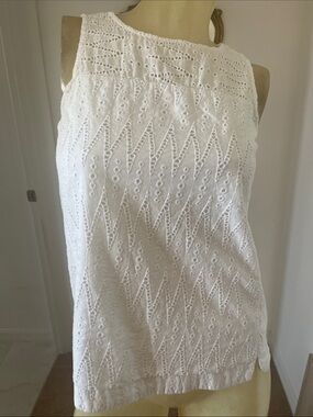 J. Crew White Eyelet Sleeveless Top